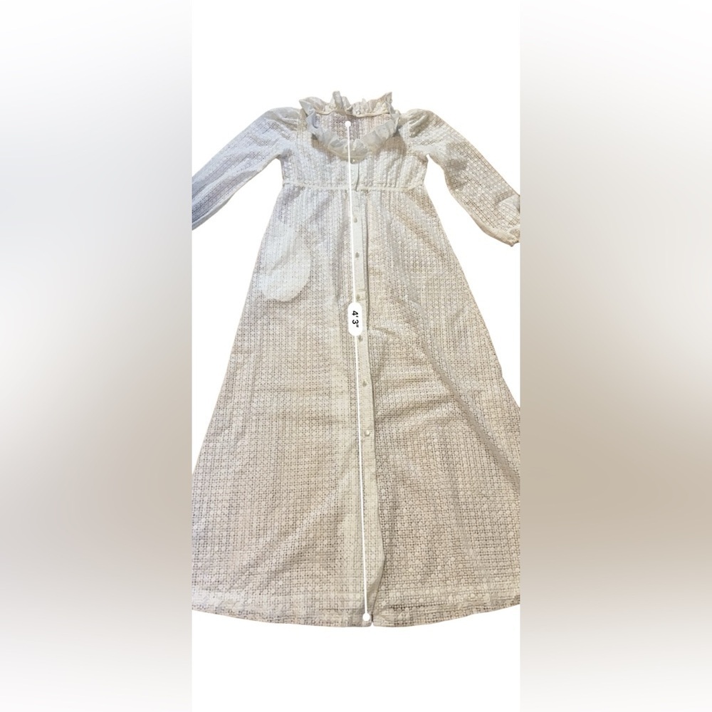Vtg Juli Jr of Slumbertog Sheer Long Blanket Robe 1 Pocket Button Front Size 7 - Picture 14 of 14